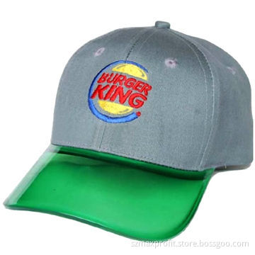 Multi-color Embroidery Cotton Baseball Cap with Transparent Plastic Visor